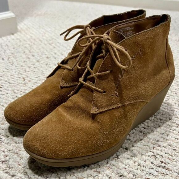 White Mountain Kahlua Women's Suede Leather Wedge Ankle Booties Size 10M - Picture 5 of 12